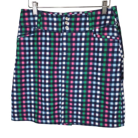 NWT Jofit UPF 50 Black Plaid Golf Athletic Zipper Front Pockets Skort Size 00 - Picture 1 of 9